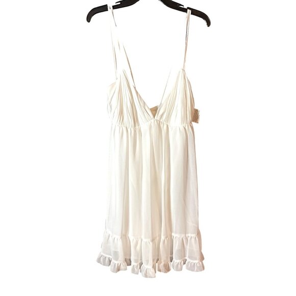 Ieena Mac Duggal Womens White Sleeveless Ruffled Mini Dress Size 10 Polyester - Picture 2 of 6